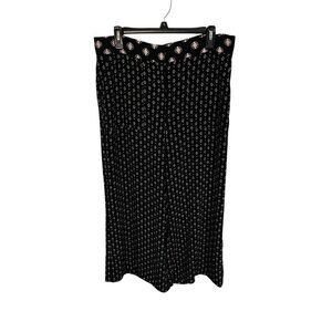 Ann Taylor Loft Women's Size 10 Wide Leg Culotte Pants Black with White/Pink